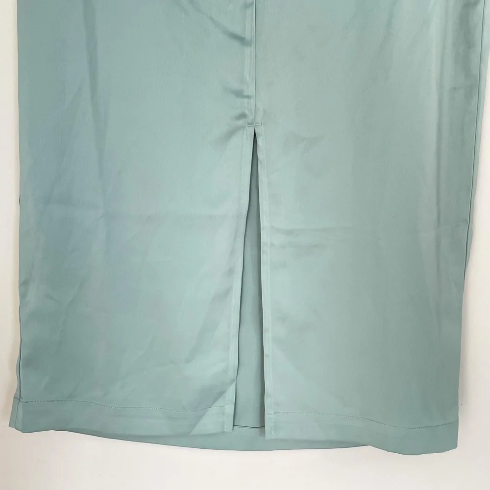 Cara Santana x Apt. 9 Matcha Green Satin Front Slit Pencil Skirt | Size 10